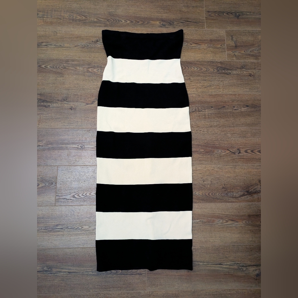 Posse Theo Strapless Dress Black and White Strapless Dress Size XL Black Crea - Picture 6 of 15